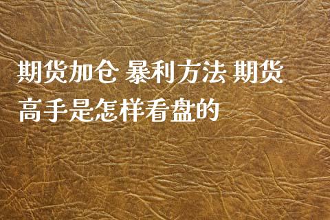 期货加仓 暴利方法 期货高手是怎样看盘的_https://www.zghnxxa.com_内盘期货_第1张