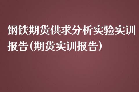 钢铁期货供求分析实验实训报告(期货实训报告)_https://www.zghnxxa.com_黄金期货_第1张