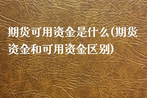 期货可用资金是什么(期货资金和可用资金区别)_https://www.zghnxxa.com_内盘期货_第1张