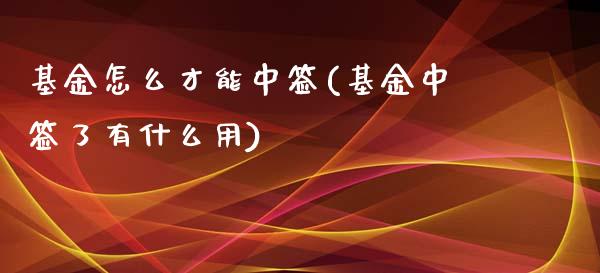 基金怎么才能中签(基金中签了有什么用)_https://www.zghnxxa.com_黄金期货_第1张