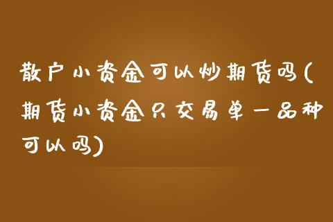 散户小资金可以炒期货吗(期货小资金只交易单一品种可以吗)_https://www.zghnxxa.com_期货直播室_第1张