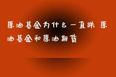 原油基金为什么一直跌 原油基金和原油期货_https://www.zghnxxa.com_国际期货_第1张