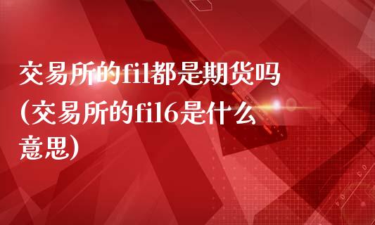 交易所的fil都是期货吗(交易所的fil6是什么意思)_https://www.zghnxxa.com_内盘期货_第1张