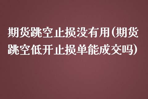 期货跳空止损没有用(期货跳空低开止损单能成交吗)_https://www.zghnxxa.com_国际期货_第1张