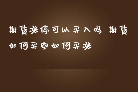 期货涨停可以买入吗 期货如何买空如何买涨_https://www.zghnxxa.com_国际期货_第1张