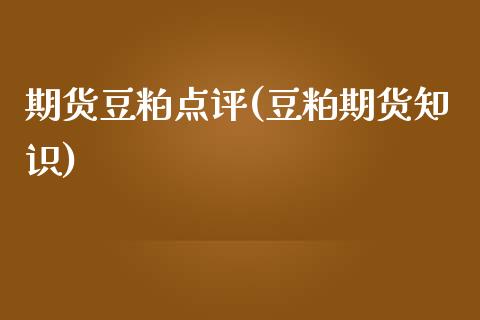 期货豆粕点评(豆粕期货知识)_https://www.zghnxxa.com_内盘期货_第1张