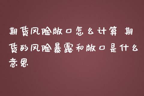 期货风险敞口怎么计算 期货的风险暴露和敞口是什么意思_https://www.zghnxxa.com_国际期货_第1张