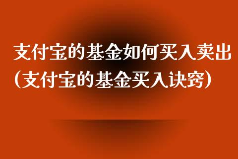 支付宝的基金如何买入卖出(支付宝的基金买入诀窍)_https://www.zghnxxa.com_内盘期货_第1张