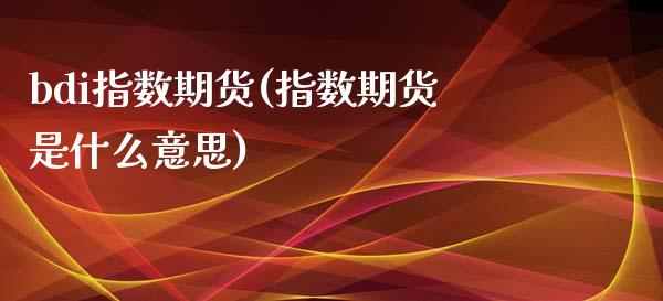 bdi指数期货(指数期货是什么意思)_https://www.zghnxxa.com_国际期货_第1张