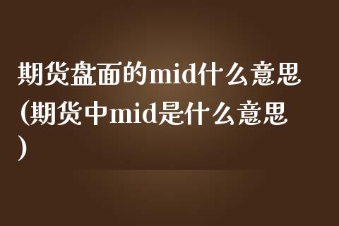 期货盘面的mid什么意思(期货中mid是什么意思)_https://www.zghnxxa.com_期货直播室_第1张