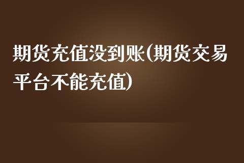 期货充值没到账(期货交易平台不能充值)_https://www.zghnxxa.com_内盘期货_第1张