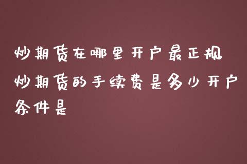 炒期货在哪里开户最正规 炒期货的手续费是多少开户条件是_https://www.zghnxxa.com_期货直播室_第1张