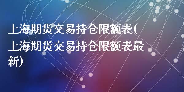 上海期货交易持仓限额表(上海期货交易持仓限额表最新)_https://www.zghnxxa.com_内盘期货_第1张