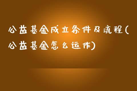 公益基金成立条件及流程(公益基金怎么运作)_https://www.zghnxxa.com_国际期货_第1张