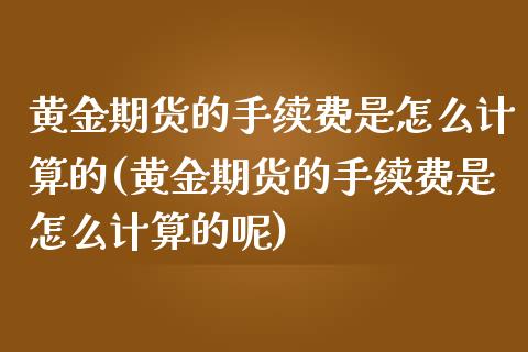 黄金期货的手续费是怎么计算的(黄金期货的手续费是怎么计算的呢)_https://www.zghnxxa.com_期货直播室_第1张