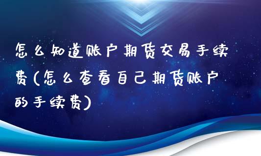 怎么知道账户期货交易手续费(怎么查看自己期货账户的手续费)_https://www.zghnxxa.com_国际期货_第1张