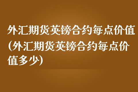 外汇期货英镑合约每点价值(外汇期货英镑合约每点价值多少)_https://www.zghnxxa.com_内盘期货_第1张