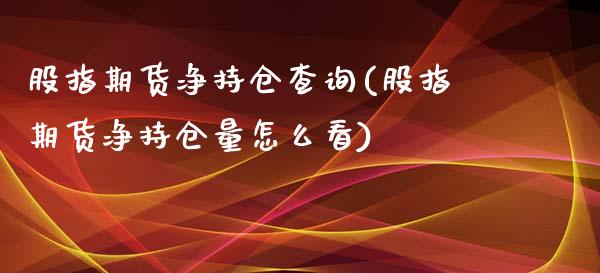 股指期货净持仓查询(股指期货净持仓量怎么看)_https://www.zghnxxa.com_黄金期货_第1张