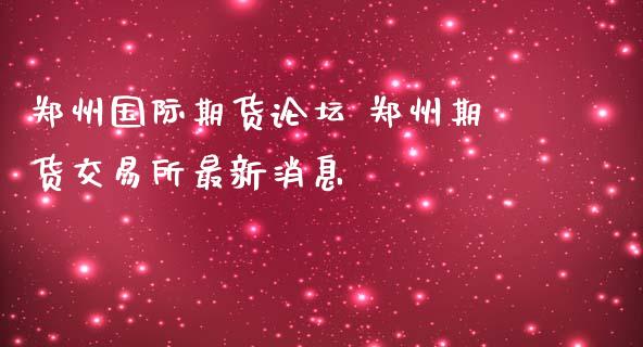 郑州国际期货论坛 郑州期货交易所最新消息_https://www.zghnxxa.com_国际期货_第1张