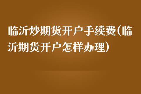 临沂炒期货开户手续费(临沂期货开户怎样办理)_https://www.zghnxxa.com_黄金期货_第1张