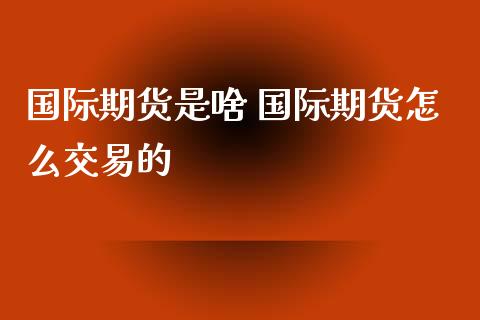 国际期货是啥 国际期货怎么交易的_https://www.zghnxxa.com_内盘期货_第1张