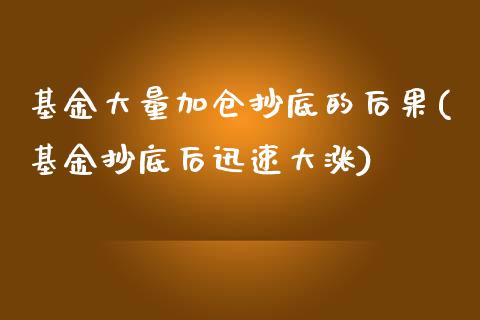 基金大量加仓抄底的后果(基金抄底后迅速大涨)_https://www.zghnxxa.com_黄金期货_第1张