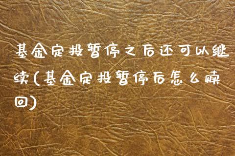 基金定投暂停之后还可以继续(基金定投暂停后怎么赎回)_https://www.zghnxxa.com_国际期货_第1张