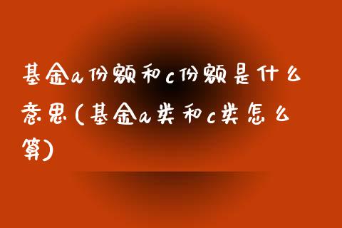 基金a份额和c份额是什么意思(基金a类和c类怎么算)_https://www.zghnxxa.com_黄金期货_第1张