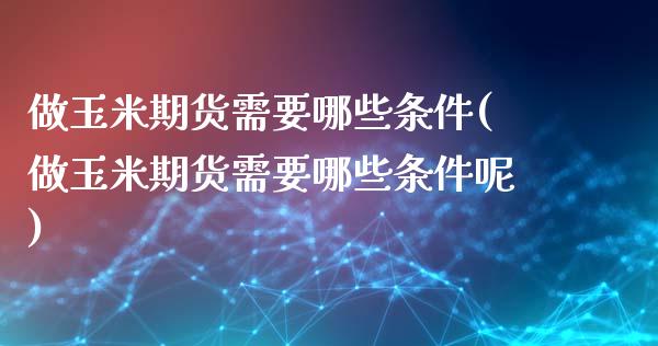 做玉米期货需要哪些条件(做玉米期货需要哪些条件呢)_https://www.zghnxxa.com_黄金期货_第1张