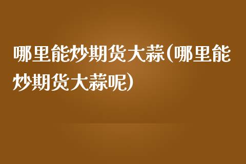 哪里能炒期货大蒜(哪里能炒期货大蒜呢)_https://www.zghnxxa.com_黄金期货_第1张