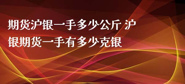 期货沪银一手多少公斤 沪银期货一手有多少克银_https://www.zghnxxa.com_黄金期货_第1张