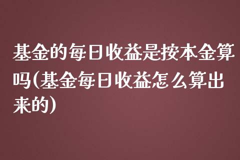 基金的每日收益是按本金算吗(基金每日收益怎么算出来的)_https://www.zghnxxa.com_国际期货_第1张