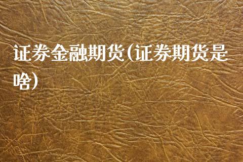 证券金融期货(证券期货是啥)_https://www.zghnxxa.com_国际期货_第1张