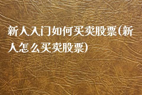 新人入门如何买卖股票(新人怎么买卖股票)_https://www.zghnxxa.com_内盘期货_第1张