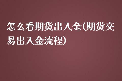 怎么看期货出入金(期货交易出入金流程)_https://www.zghnxxa.com_黄金期货_第1张