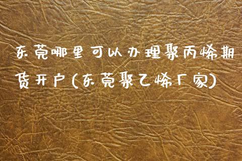 东莞哪里可以办理聚丙烯期货开户(东莞聚乙烯厂家)_https://www.zghnxxa.com_期货直播室_第1张