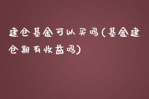 建仓基金可以买吗(基金建仓期有收益吗)_https://www.zghnxxa.com_期货直播室_第1张