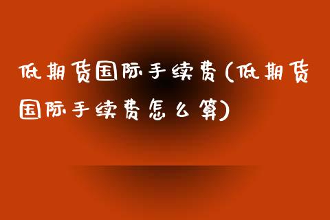 低期货国际手续费(低期货国际手续费怎么算)_https://www.zghnxxa.com_内盘期货_第1张