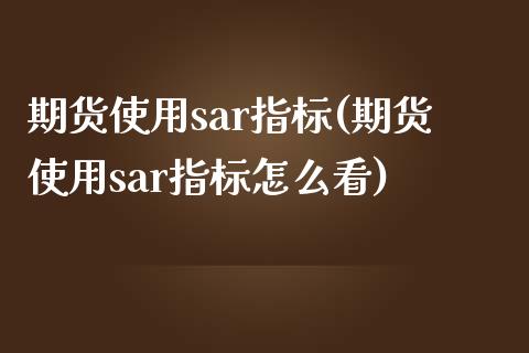 期货使用sar指标(期货使用sar指标怎么看)_https://www.zghnxxa.com_国际期货_第1张