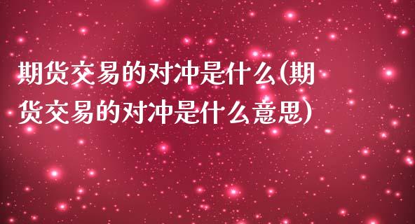 期货交易的对冲是什么(期货交易的对冲是什么意思)_https://www.zghnxxa.com_内盘期货_第1张