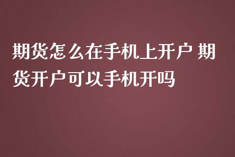 期货怎么在手机上开户 期货开户可以手机开吗_https://www.zghnxxa.com_期货直播室_第1张