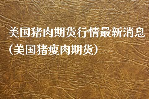 美国猪肉期货行情最新消息(美国猪瘦肉期货)_https://www.zghnxxa.com_内盘期货_第1张