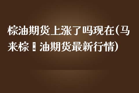 棕油期货上涨了吗现在(马来棕榈油期货最新行情)_https://www.zghnxxa.com_期货直播室_第1张