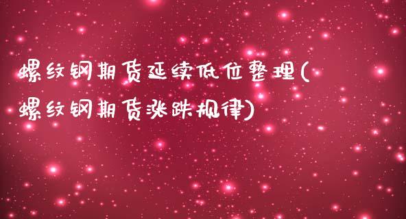 螺纹钢期货延续低位整理(螺纹钢期货涨跌规律)_https://www.zghnxxa.com_国际期货_第1张