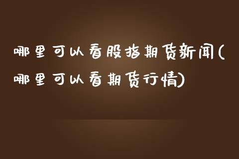 哪里可以看股指期货新闻(哪里可以看期货行情)_https://www.zghnxxa.com_内盘期货_第1张