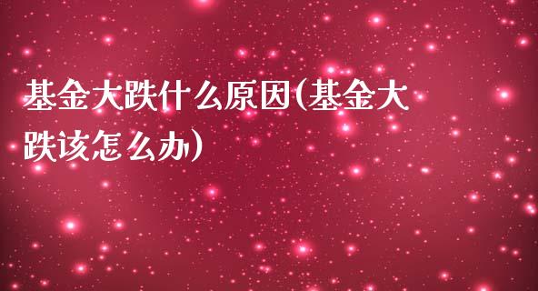 基金大跌什么原因(基金大跌该怎么办)_https://www.zghnxxa.com_黄金期货_第1张