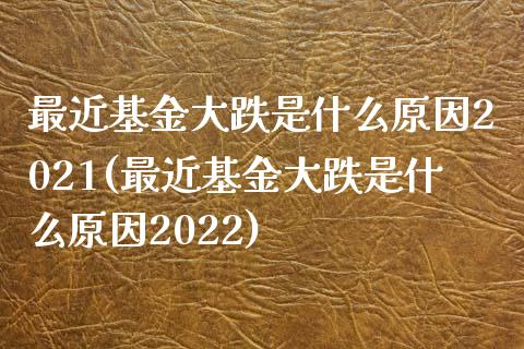 最近基金大跌是什么原因2021(最近基金大跌是什么原因2022)_https://www.zghnxxa.com_黄金期货_第1张