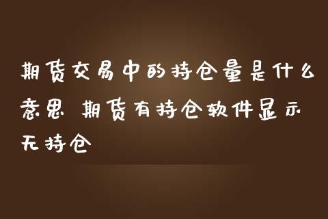 期货交易中的持仓量是什么意思 期货有持仓软件显示无持仓_https://www.zghnxxa.com_内盘期货_第1张