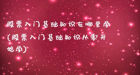 股票入门基础知识在哪里学(股票入门基础知识从零开始学)_https://www.zghnxxa.com_期货直播室_第1张