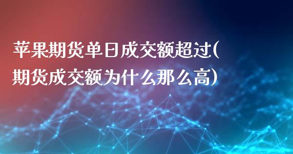 苹果期货单日成交额超过(期货成交额为什么那么高)_https://www.zghnxxa.com_国际期货_第1张